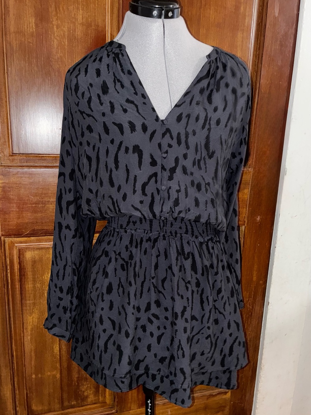 Rails Black Animal-Print Mini Dress